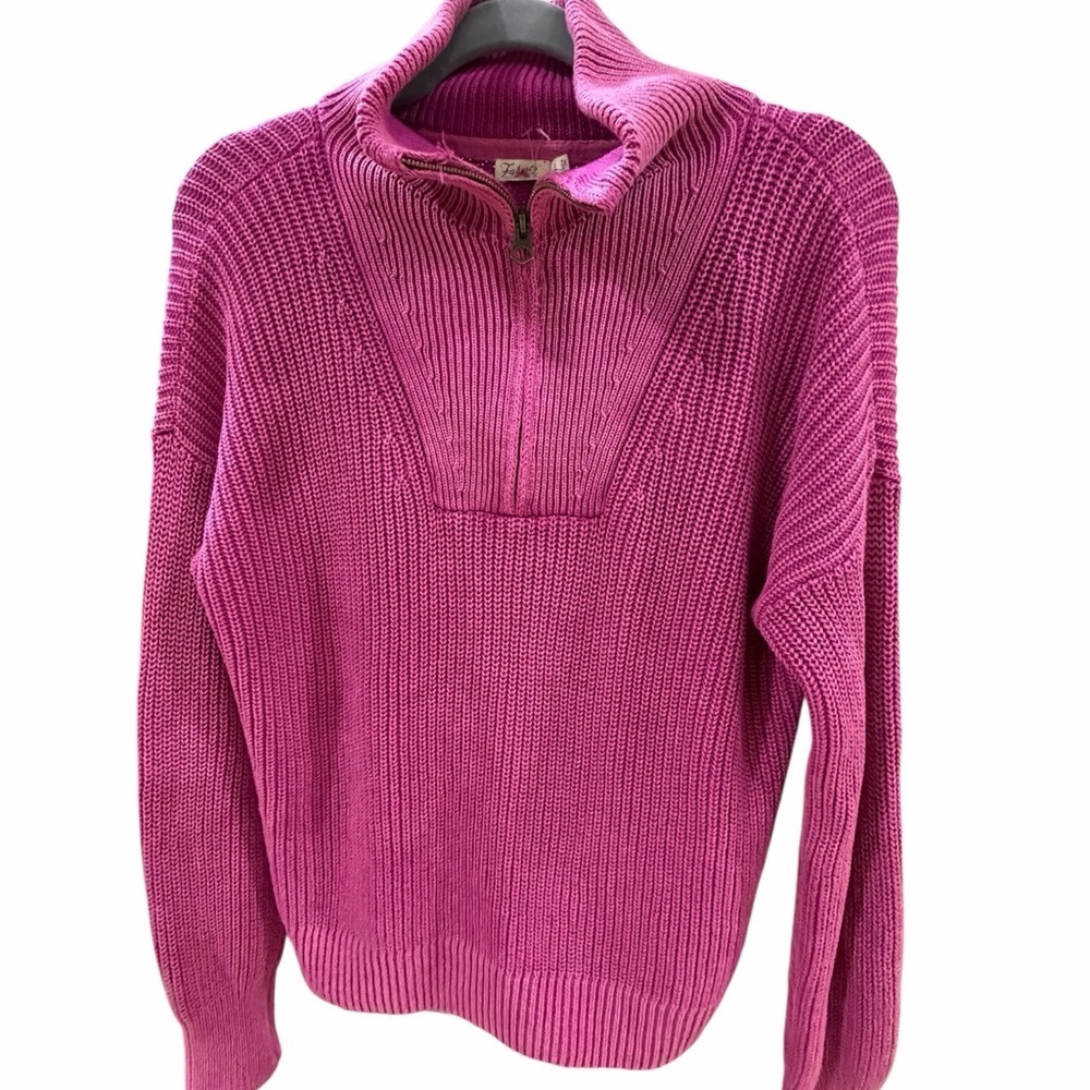 Faherty Sunwasg Mariner Organic cotton Quarter Zip Pink Small